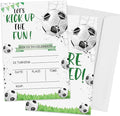 Soccer Birthday Invitations, Let's Kick Up the Fun Invites for Boys Girls, 4 x 6 inch, 20 Pcs Double-Sided Fill In Invitations with Envelopes