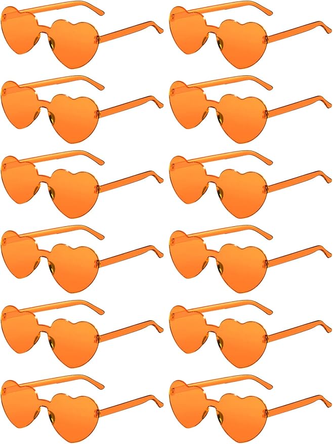 12 Pairs Heart Shaped Sunglasses for Women Colorful Glasses Fun Trendy Transparent Heart Sunglasses Party Favor
