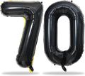 3pc Black 40 Inch Number 70 Balloons for Women, Men, Unisex Adults - Birthday, Anniversary - Reusable Numbered Balloons