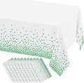 misaya 10 Packs Dot Disposable Table Cloth, 54 x 108 Inch Waterproof Plastic Tablecloth, Rectangle Green Dots in White Table Covers for Easter, Picnic, Birthday, Party