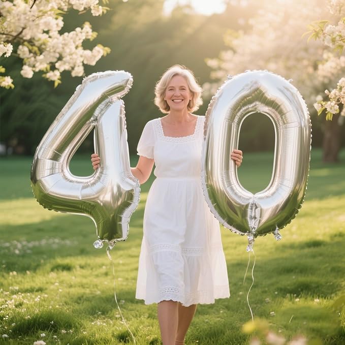 40 Inch Silver 4 Number Balloons 14 Number Balloons Giant 14 or 41 42 43 44 45 46 47 Balloons Silver Foil Mylar Helium Large Digital Balloon 40th Birthday Anniversary Party Decorations Supplies