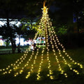 Christmas Decorations Outdoor, 11.5 ft 317 LED Star Christmas Tree Lights, 8 Memory Lighting Modes&Timer Star Light for Yard, Wedding, Party, Decorations（Warm