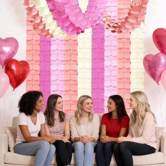 Pink Birthday Party Decorations Garland - Princess Peach Four Leaf Clover Streamers Banner Hanging Paper Backdrop Decor for Women Girl Baby Shower Bachelorette Wedding Bridal Engagement Garsellen