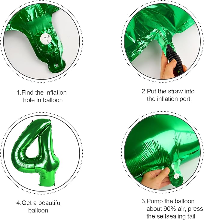 Number 4 Balloons, 40 Inch Foil 4 Balloons for Birthday Party Decoration, Dark Green Number 4 Ballon for 4, 14, 24, 54 Celebration, Birthday, Christmas, Anniversary Decor