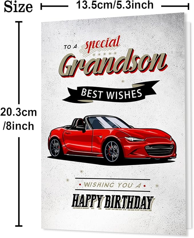 Grandson Birthday Card, Funny Birthday Card for Grandson, Best Gift from Proud Grandparents, Cute & Heartfelt Wishes for Little Man
