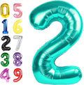 40 Inch Birthday Number Balloons, Blue-Green Numbers Balloon for Birthday Party Decoration, Foil Number 2 Ballon for 2, 12, 20, 22, 2026 Celebration, Graduation, Baby Shower, Anniversary Decor