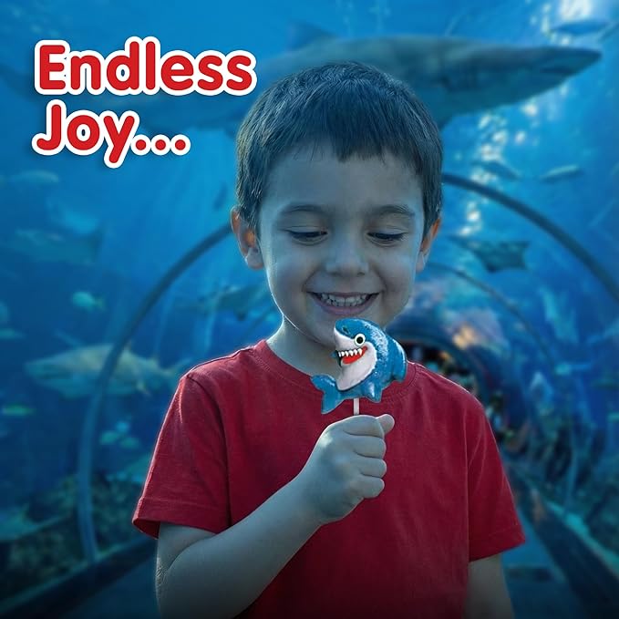 Shark Lollipops Bulk 24 Pack – Shark Shaped Candy Suckers Individually Wrapped – Baby Shark Theme – Ocean Under the Sea Party Favors – Birthday Treats for Kids Goodie Bags