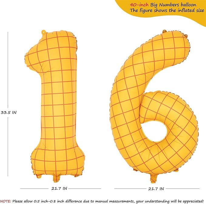 40-Inch Large Number Balloon Toy Inspired Story Matte Yellow Birthday Balloon Western Rodeo Party Supplies Boy Girl Story Anniversary Kids Birthday Party Cowboy Farm Themed Baby Welcome Decorations