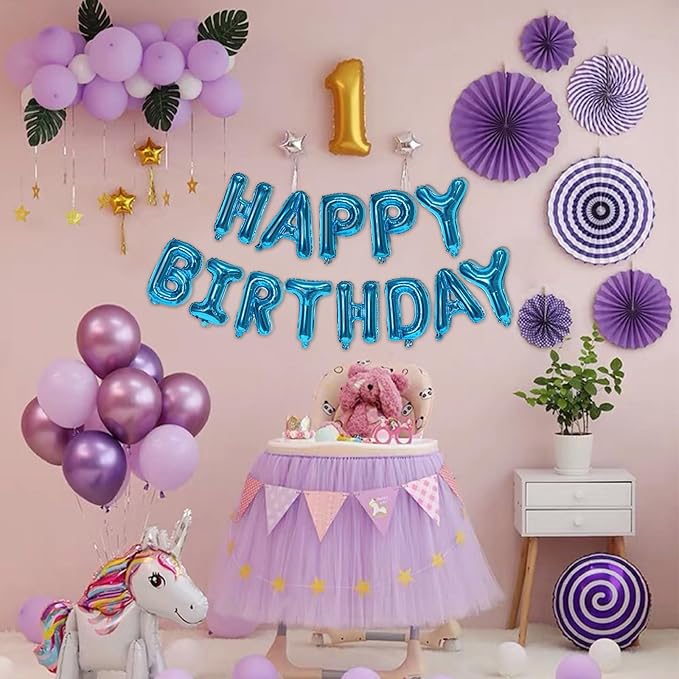 75pcs 16" Happy Birthday Balloon Banner, Blue Balloons Letters, Personalized Mylar Foil Birthday Decorations includes 2 Sets A- Z, 1 set Number 0-9 "HAPPY BIRTHDAY" letters