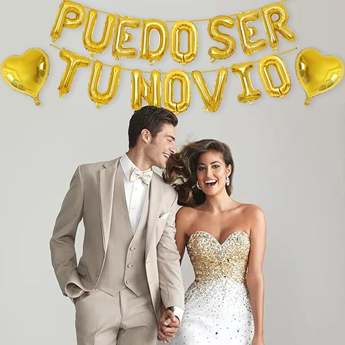 2 Set 30Pcs Gold PUEDO SER TU NOVIO Letter Balloons 16in Balloon Foil Letter Decorations Party Decor Gold Letter Balloons PUEDO SER TU NOVIO Party Supplies