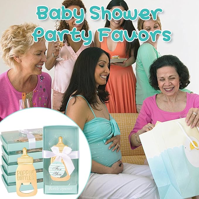 24Pack Poppin Bottle Openers for Baby Shower Favors Boy Baby Shower Return Gifts Decorations and Blue Souvenirs