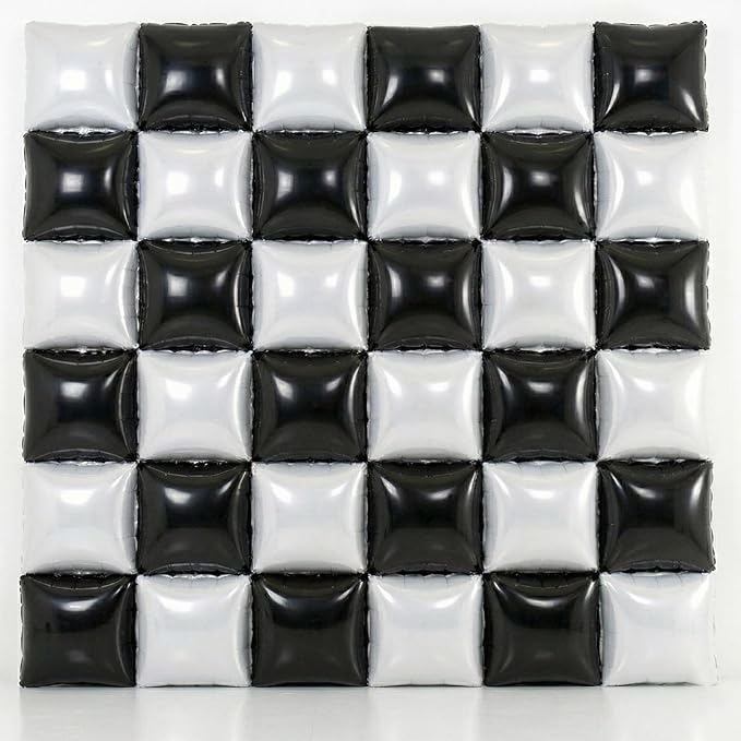 36PCS Square Foil Balloon Wall Backdrop,19 inch Double-Sided Metallic Balloons for Party,Wedding,Anniversary,Birthday,Graduation,Halloween,Shiny Balloon Decor (Black&White)