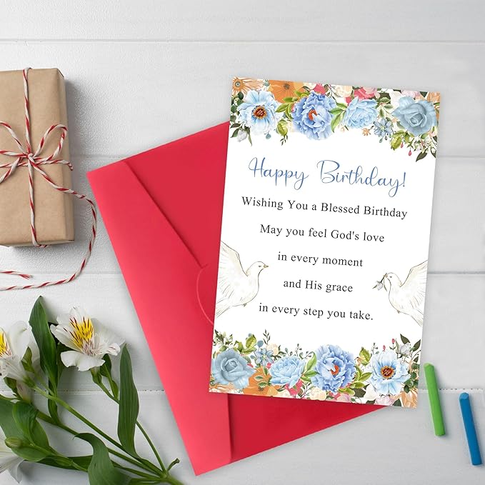 Religious Birthday Card for Women Men, Christian Birthday Card for Pastor with Envelope