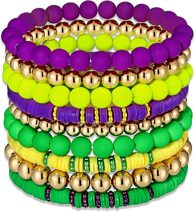 Surfer Heishi Bracelets for Women Stackable Rainbow Vinyl Disc Clay Beaded Stretch Bracelets Elastic Layering Friendship Bracelets Boho Summer Beach Jewelry