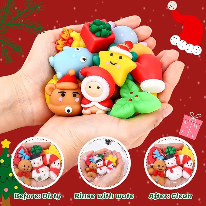80 Pack Christmas Squishy Toys Squishies, Mochi Squishy Party Favors for Kids,Christmas Toys for Kids,Squishy Fidget Stress Reliever, Goodie Bags Fillers Birthday Xmas Gifts Stocking Stuffers