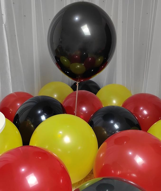 90 Pack Red and Yellow Black Balloons 18 Inch Large Balloon for Mouse Theme Kids Birthday Baby Shower Anniversary Party Decorations Supplies