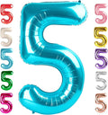 Balloon Numbers 40 Inch 5 Ballon for 5th Birthday Decorations, 15 25 35 50 Big Light Blue Number Balloons for Wedding Photo Shoot Party Decor