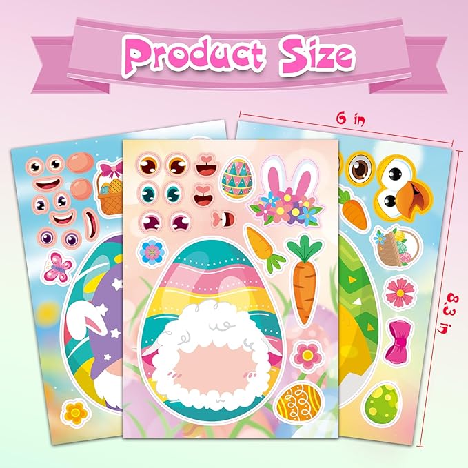 Aowplc 32 Sheets Easter Make A Face Animal Stickers Mix and Match Easter Crafts for Kids Party Favors Supplies