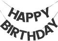 Happy Birthday Banner - 9ft Pre-Strung Happy Birthday Sign for Women, Men, Girls, Boys - No DIY Birthday Decorations & Party Supplies(Black Glitter)