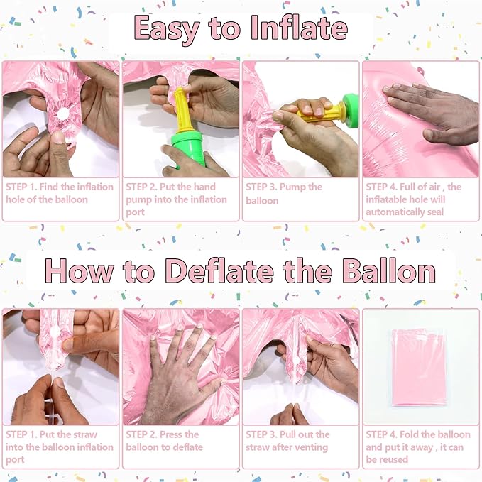 Number Balloons Pink Party Balloon - Giant Number 4 Balloon, 40 Inch Large Balloon, Birthday Decorations for Women, Birthday Balloon for Anniversary Baby Shower Princess Party Decorations