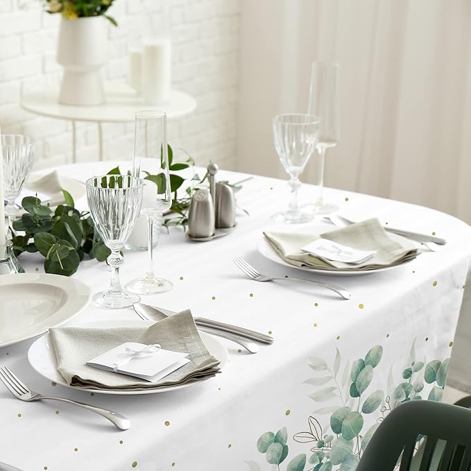Gatherfun Sage Greenery Baby Shower Disposable Tablecloth, Plastic Table Cover for Baby Shower Party,Boho Greency 3 PCS, 54”x 108”