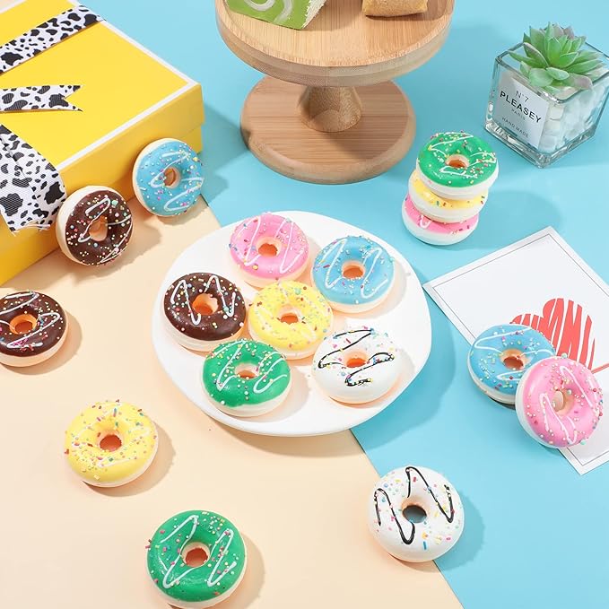 20 Pack Donut Stress Balls 2 Inch Donut Party Supplies Stress Relief Donuts Foam for Kids Boys Girls Adults Party Decorations and Birthday Favor(Round Shape)
