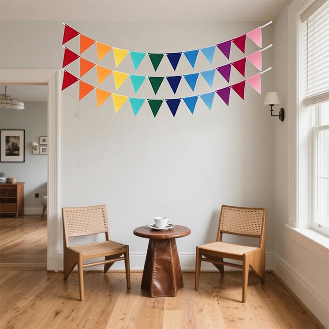 6 Sets Colorful Pennant Banner Flags Multicolor Bunting String Triangle Flags,Garland for Grand Opening, Carnival Theme Birthday Party Decoration Outdoor Events Classroom Decor