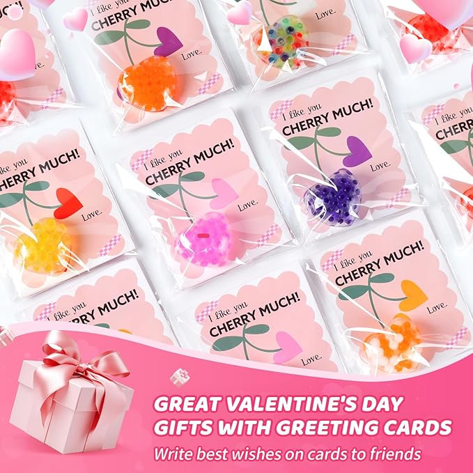 24PCS Valentines Squishies,Valentines Stress Balls for Adults,Valentine Day Cards Classroom Favors,Valentine's Bulk Fidgets Squishy Toys Party Favors Exchange Gift