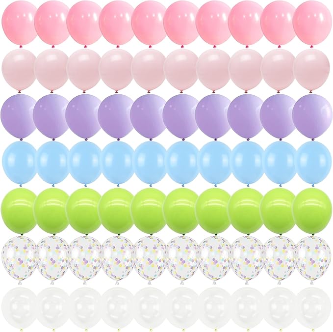 Pastel Balloons, 60PCS Macaron Pink Purple Blue Latex Balloon, Pastel Color Ice Cream Balloon for Kids Rainbow Party Baby Shower Wedding Unicorn Ice Cream Birthday Party Decorations Supplies