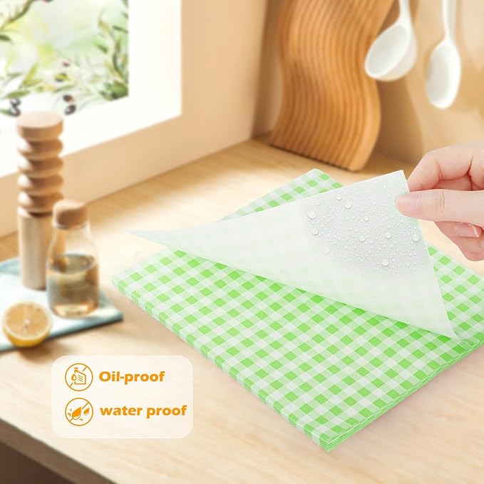 Simpeak St. Patrick's Day Deli Paper 120 Sheets, 7x7" Premium Wax Paper Sheets for Food, Grease Proof & Non-Stick Square Sheet for Food Sandwich Candy Fries Wrapping (St Patricks Day Green)