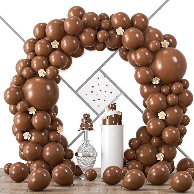 90pack Brown Balloons Different Size 18/12/10/5 Inch Brown Balloon Garland Arch Kit for Graduation, Wedding, Birthday, Princess Theme Party, Valentine's Day Party Decorations
