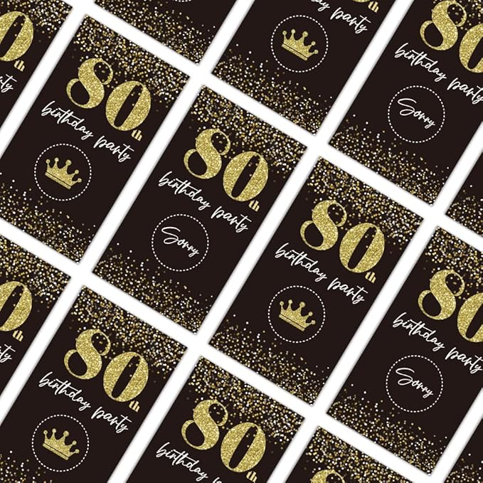 REWIDPARTY Black Gold 80th Birthday Party Scratch Off Game Cards (32 PCS) Cheers to 80 Years Prize Raffle Tickets Happy 80th Birthday Party Scratch Cards Supplies Activity for Family Friends Adults