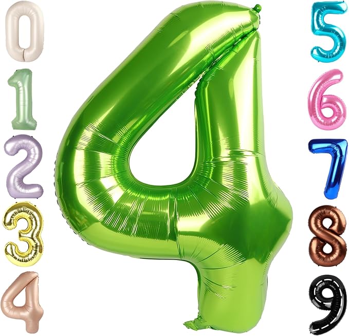 40 Inch Large Numbers Balloon, 4 Light Green Ballon for 4th 14 40 44 Birthday Party, Balloon 4 Number for Graduations Wedding Supplies