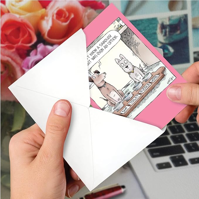 NobleWorks Humorous Funny Puppies Birthday Greeting Card with 5 x 7 Inch Envelope (1 Card) for Men and Women, Bday Dog Sampler Flight C10294BDG