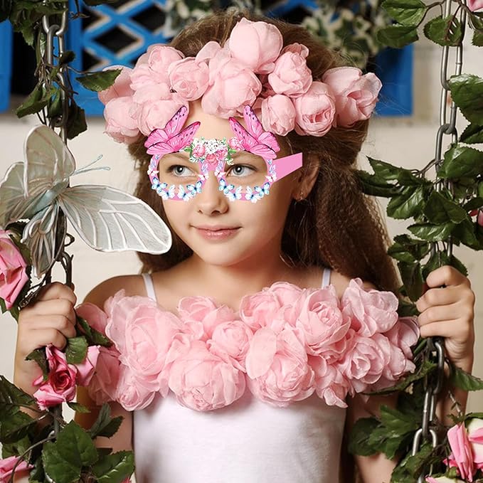 12PCS Butterfly Glasses, Butterfly Birthday Party Paper Eyeglasses Photo Booth Props for Spring Birthday Party Supplies