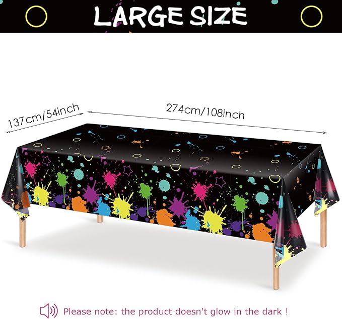 Glow Party Table Covers Neon Plastic Tablecloths 108 x 54 Inch Disposable Neon Glow Table Cloths for Black Light Birthday Party Supplies Decorations(6 Pieces)