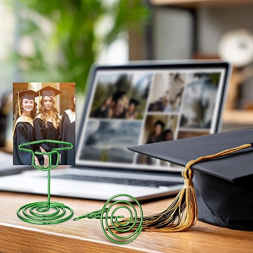 Rtteri 30 Pcs Grad Cap Graduation Picture Display 2 Inch Green Photo Holders for Centerpieces Graduation Table Number Holders Card Stands for Class of 2026 Grad Party Supplies