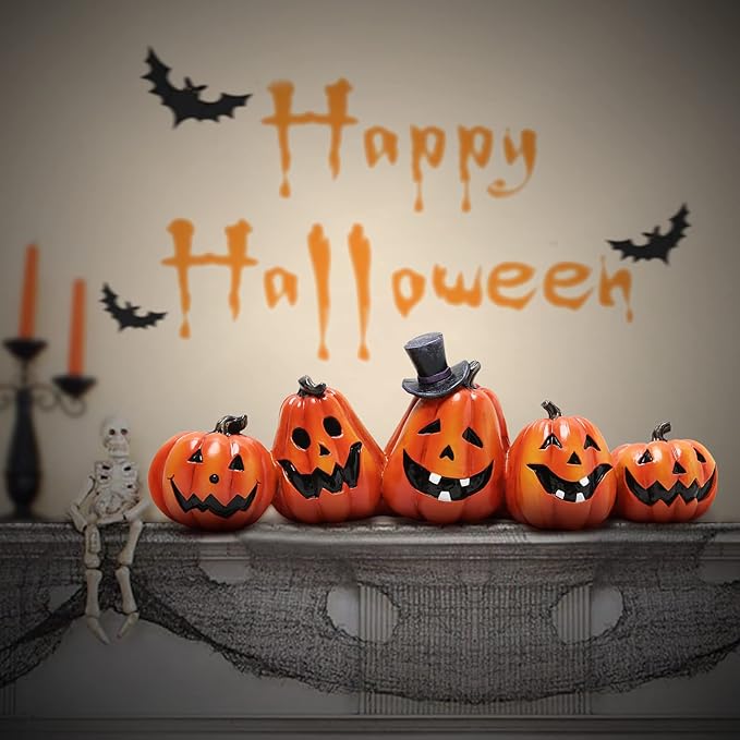 Hodao Halloween Pumpkin Decorations Indoor Halloween Decorations Clearance for Table/Halloween/Window/Present Box/Gift/Courtyard Corridor (Orange Pumpkin)