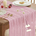 IVAPUPU 6 Pcs Cheesecloth Table Runner - 10ft Pink Easter Spring Boho Gauze Cheese Cloth Table Runners for Baby Shower Decoration Wedding Party Summer Garden Farmhouse Decor