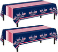 Childom 2 Pack Patriotic Tablecloth,Patriotic Decorations 54" x 108" Disposable American Flag Tablecloth,Plastic Table Cover for Veterans Day Decorations,Fourth of July,Camping,Picnic,Party Supplies