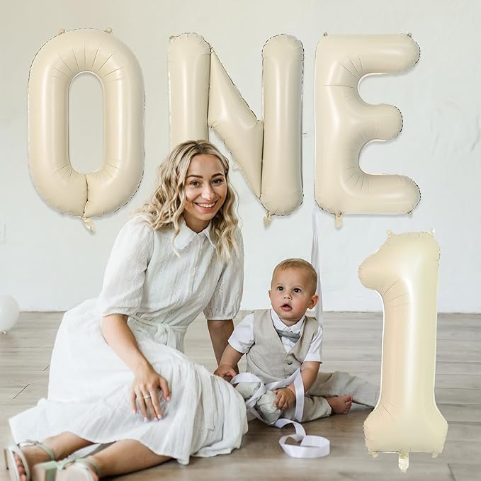 Biapian 40 Inch Giant Cream Foil Balloons, Big Single Alphabet A-Z, Beige Large Aluminum Balloons Helium for Birthday, Baby Shower, Wedding, Anniversary Party Decoration