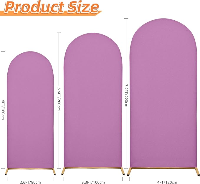 Arch Covers,Arch Backdrop Stand Fitted Cover for Wedding Birthday Party Ceremony Banquet Decoration(6.6FT,Lilac,Cover Only)
