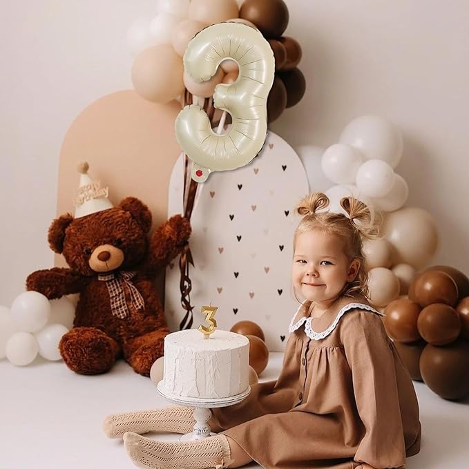 TONIFUL Balloons 16 Inch Caramel 0-9 Number Mylar Foil Balloons 10 Pcs Custom digitalal Balloons for 2026 New Year Eve Birthday Party Engagement Graduations Anniversary Baby Shower