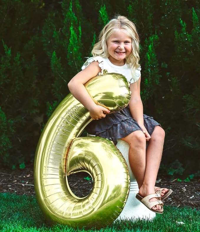 Champagne Gold 6 Balloon, Number Balloons 40 Inch, Light Gold 6th Balloons for Birthday Decorations, Light Gold Party Supplies 6 Birthday Balloon, Number 6 Balloon