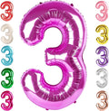 Numbers Balloon 3, 40 Inch Large Rose Purple Balloon for Three Year Old Birthday Decor, 3 13 30 31 Birthday Party Decorations for Wedding Supplies