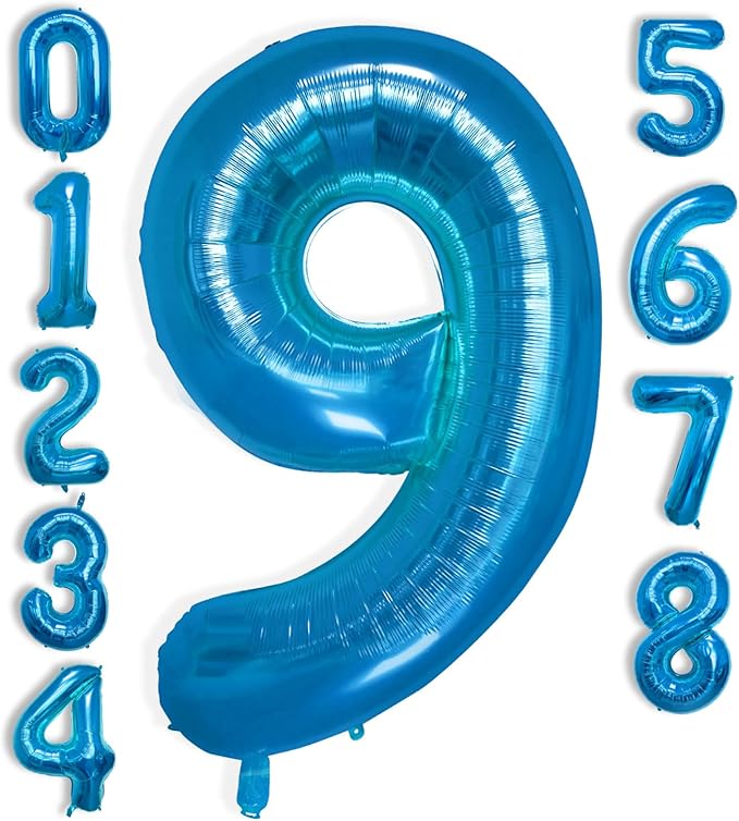 40 Inch Large Blue Number Celebration and Decoration Balloon for Birthday Parties, Graduations, Anniversaries, Weddings, Photo Shoots, Special Events - Helium Foil Mylar (Blue Number 9)