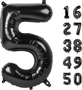 40 Inch Large Black Number 5 Balloons Foil Balloons 15th 25th 35th 50th 55th Giant Number Balloons for Men Women Birthday Party Anniversary Celebration Decorations