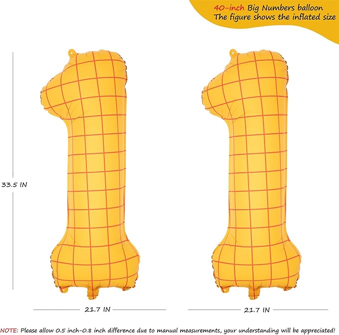 40-Inch Large Number Balloon Toy Inspired Story Matte Yellow Birthday Balloon Western Rodeo Party Supplies Boy Girl Story Anniversary Kids Birthday Party Cowboy Farm Themed Baby Welcome Decorations