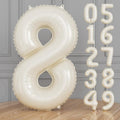 Cream Number 8 Balloons – 40 Inch Giant Foil Number Balloon, Light Cream Number Balloon for Birthday Anniversary Baby Shower Party Decorations