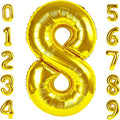 40 Inch Number 8 Balloon, Gold 8 18 28 80 Birthday Balloons for Men Boys, 8th Birthday Decorations Party Supplies, Wedding, Graduations